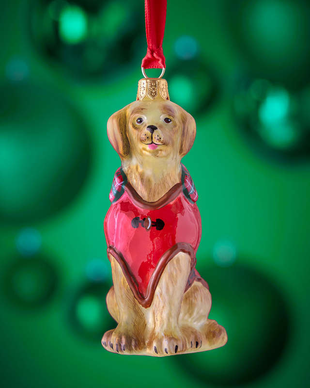 Golden Retriever in Barbour Coat Christmas Ornament